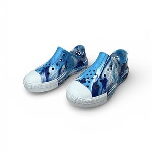 CONVERSE⭐️Kids Blue Marble Slip-On Water Shoes with White Toe